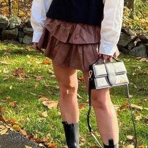 NWT Brown Faux Leather Skort